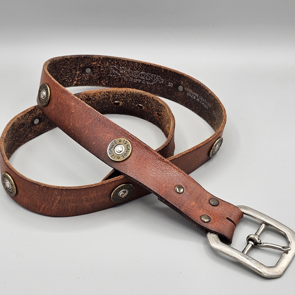 Nocona Genuine Leather 12 Gauge Belt Mens Belt Brown Sz 38 Worn Wear Thrashed‎